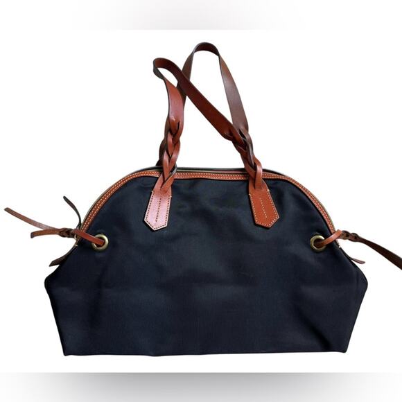 Vintage Dooney & Bourke Large Domed Satchel black brown leather - Picture 3 of 9